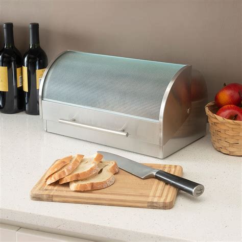 home basics bread box stainless steel and glass|Home Basics Stainless Steel Bread Box .